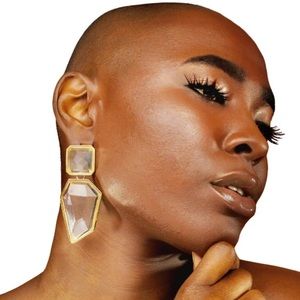 CLEAR CRYSTAL ‘PRISM’ GEOMETRIC STATEMENT EARRINGS